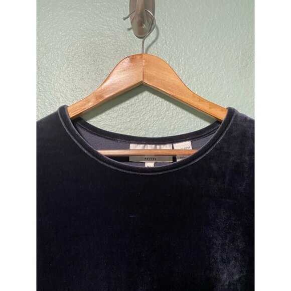 Vintage Baxter Wells Women's Navy Blue Velvet Long Sleeve Dress Size P Large - Picture 4 of 8